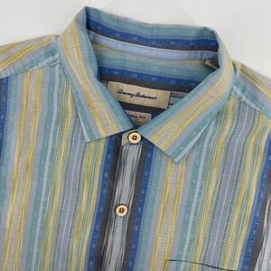 Tommy Bahama Mens Large Short Sleeve Button Up Shirt Silk Cotton Blend Tropical
